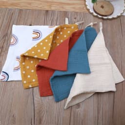 image-Baby Muslin Cotton Handkerchiefs 5pcs - Face Wipes Bibs