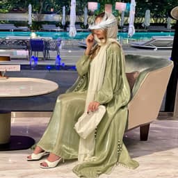 image-ABOs Muslim Dress - Malachite Green Beaded