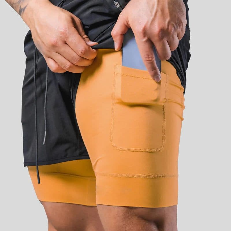 image-Summer LYFT new men's sports and leisure shorts double-layer fake two-piece basketball fitness perspiration quick-drying shorts