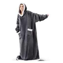 image-Winter blanket extra long vertical pocket fleece lazy blanket flannel lambswool TV TV blanket bathrobe