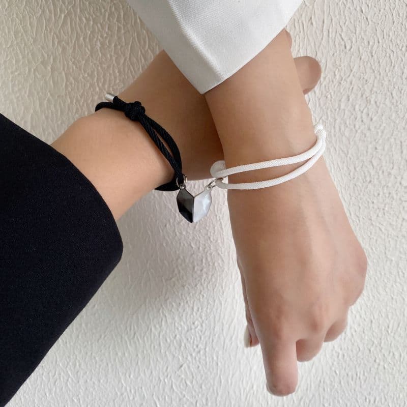 image-Bee Magnetic Couple Bracelet Set - Adjustable Love Heart