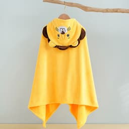 image-Bo Chuhui Long-eared Monkey Hooded Bathrobe - Purple Coral Fleece