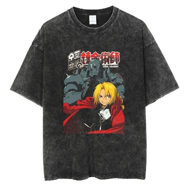 image-Black Cartoon T-Shirt, Breathable, XXXL, Loose Fit, Men's