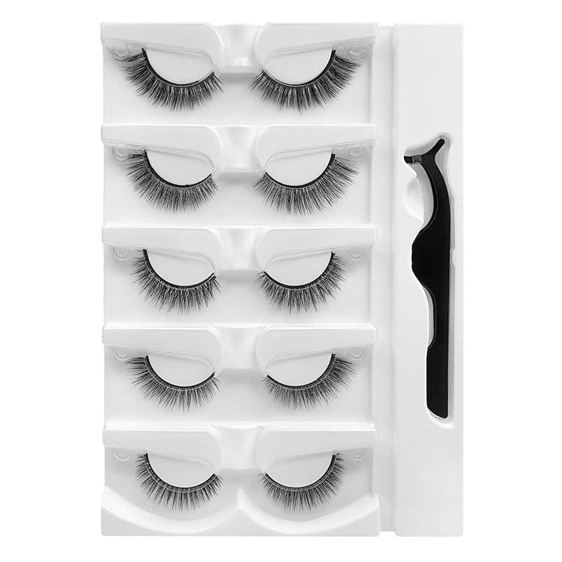 image-False Eyelashes, 5 Pairs, Self-Adhesive, Waterproof, Natural & Durable