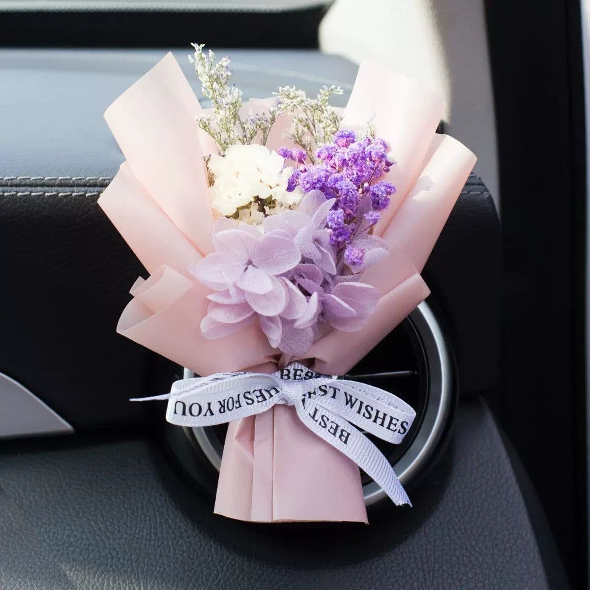 image-Aromatherapy Clip Bouquet - Beige Hydrangea Car Fragrance Decor