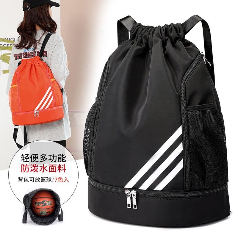image-Oxford Cloth Drawstring Backpack Silver Gray