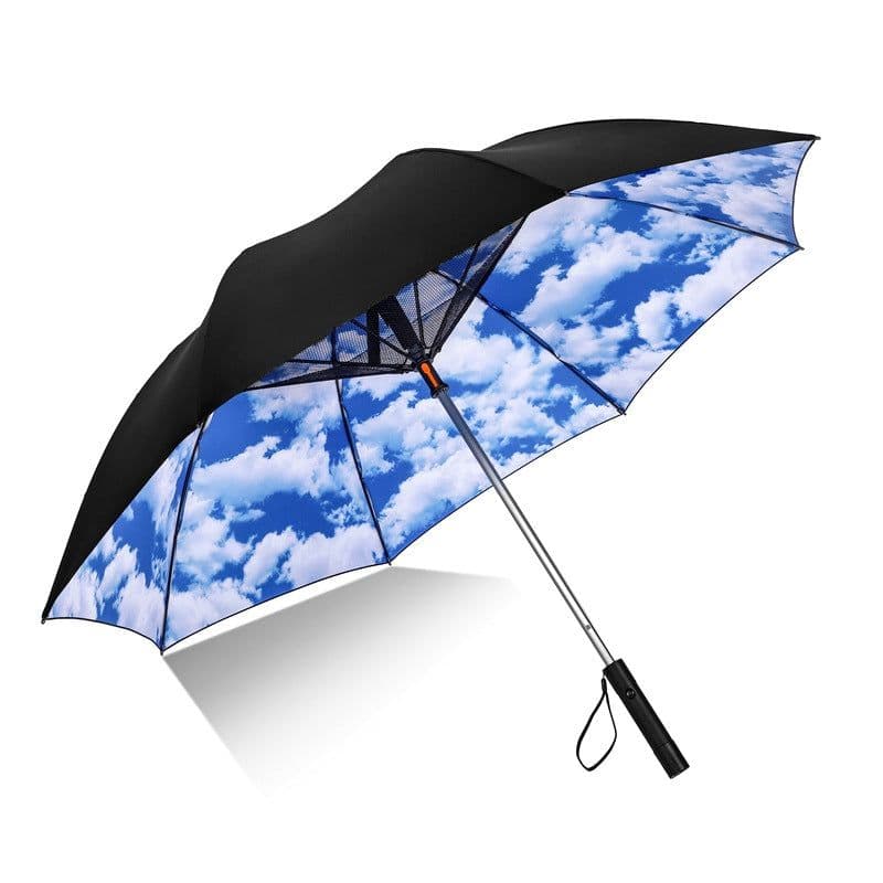image-Explosive style with fan umbrella usb interface charging treasure umbrella net red sunscreen cooling fan umbrella spot one drop