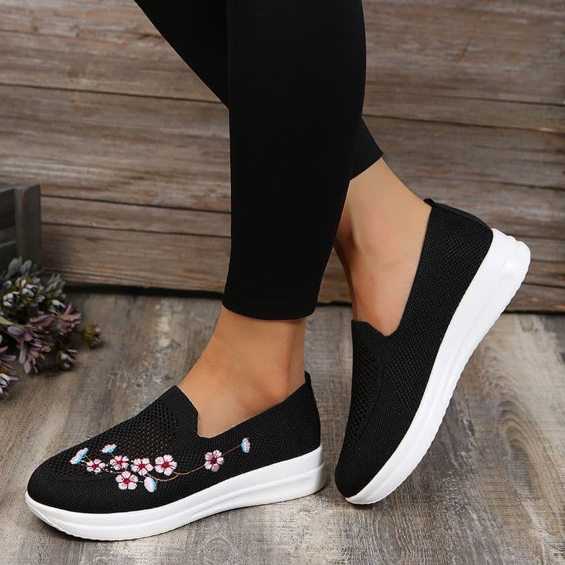 image-Women's Embroidered Loafers - Red Mesh Size 43
