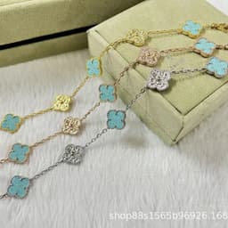 image-High-End Five-Flower Bracelet Rose Gold Clavicle Chain Thickened Electroplating Wholesale