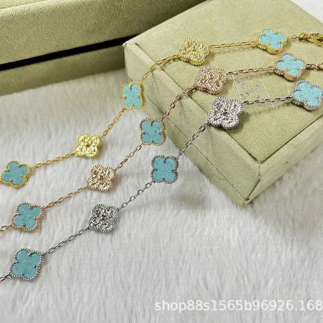 image-High-End Five-Flower Bracelet Rose Gold Clavicle Chain Thickened Electroplating Wholesale