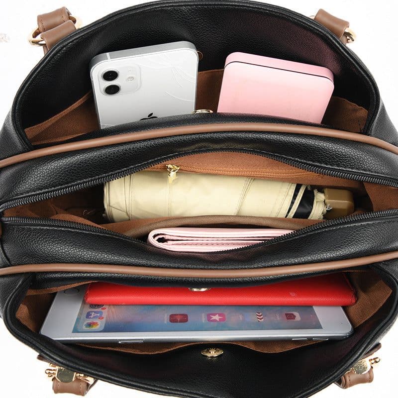 image-Cross-border women's bag 2023 new all-match middle-aged mother's bag Korean version of color contrast single shoulder Messenger bag atmospheric handbag bag