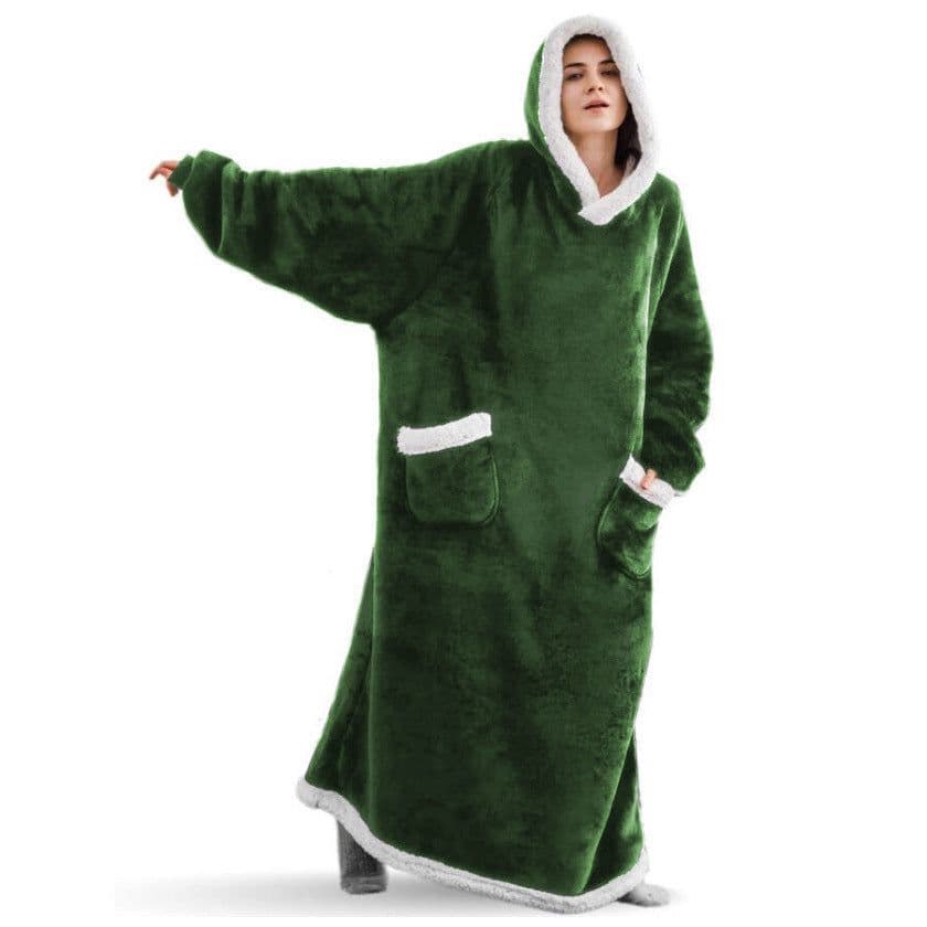 image-Winter blanket extra long vertical pocket fleece lazy blanket flannel lambswool TV TV blanket bathrobe