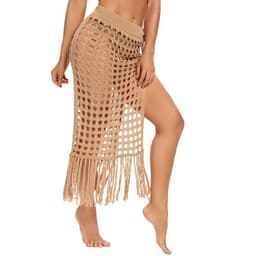 image-Tidal Beach Skirt - Khaki XS Hollow Knit