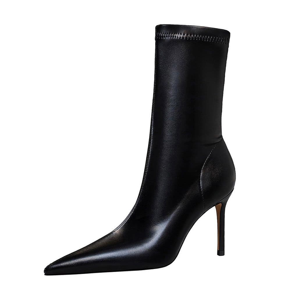 image-BIGTREE Stiletto High Heel Boots - Khaki Pointy Toe