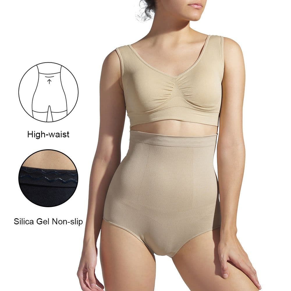 image-Cross-border foreign trade women's high-waisted silicone dispensing plastic pants European and American tight underwear corset hip lifting postpartum belly pants