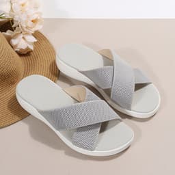 image-2023 new large size foreign trade women's shoes cross solid color casual thick bottom cross-border women's foreign wear slippers female hyn
