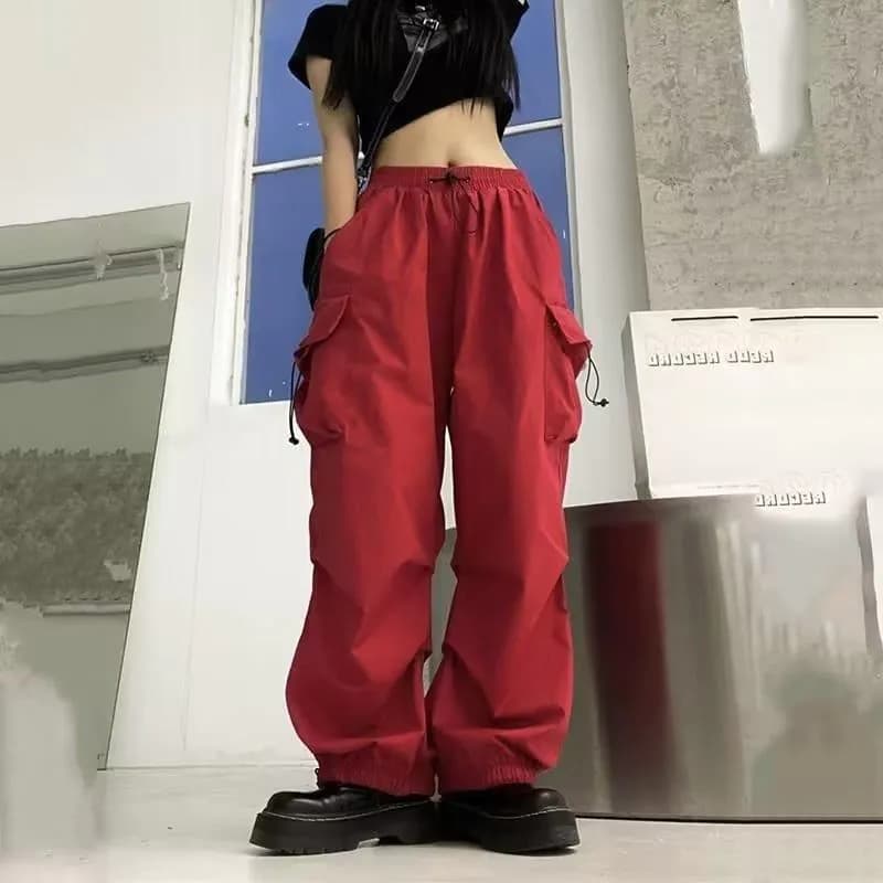 image-Women's Summer Casual Pants - Apricot High Waist Wide Leg