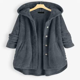 image-Women's Winter Hooded Fleece Sweater - Dark Blue 5XL