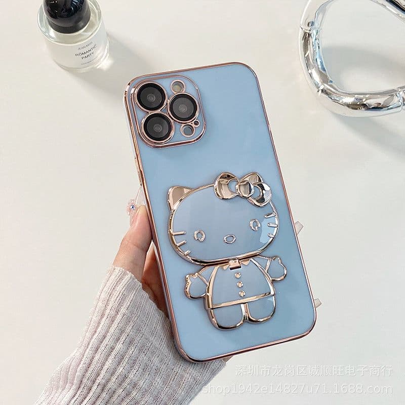 image-iPhone 14/13 Pro Max Cat Makeup Mirror Phone Case - Protective Cover with Lens Film