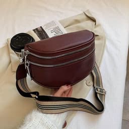 image-PU Shoulder Bag - Brown Crossbody Messenger Bag
