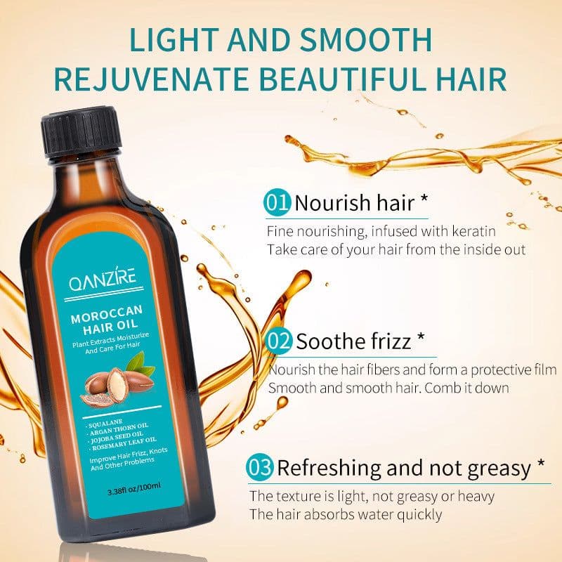 image-Moroccan Hair Growth Oil, Anti-Frizz, Smooth Care 100ml