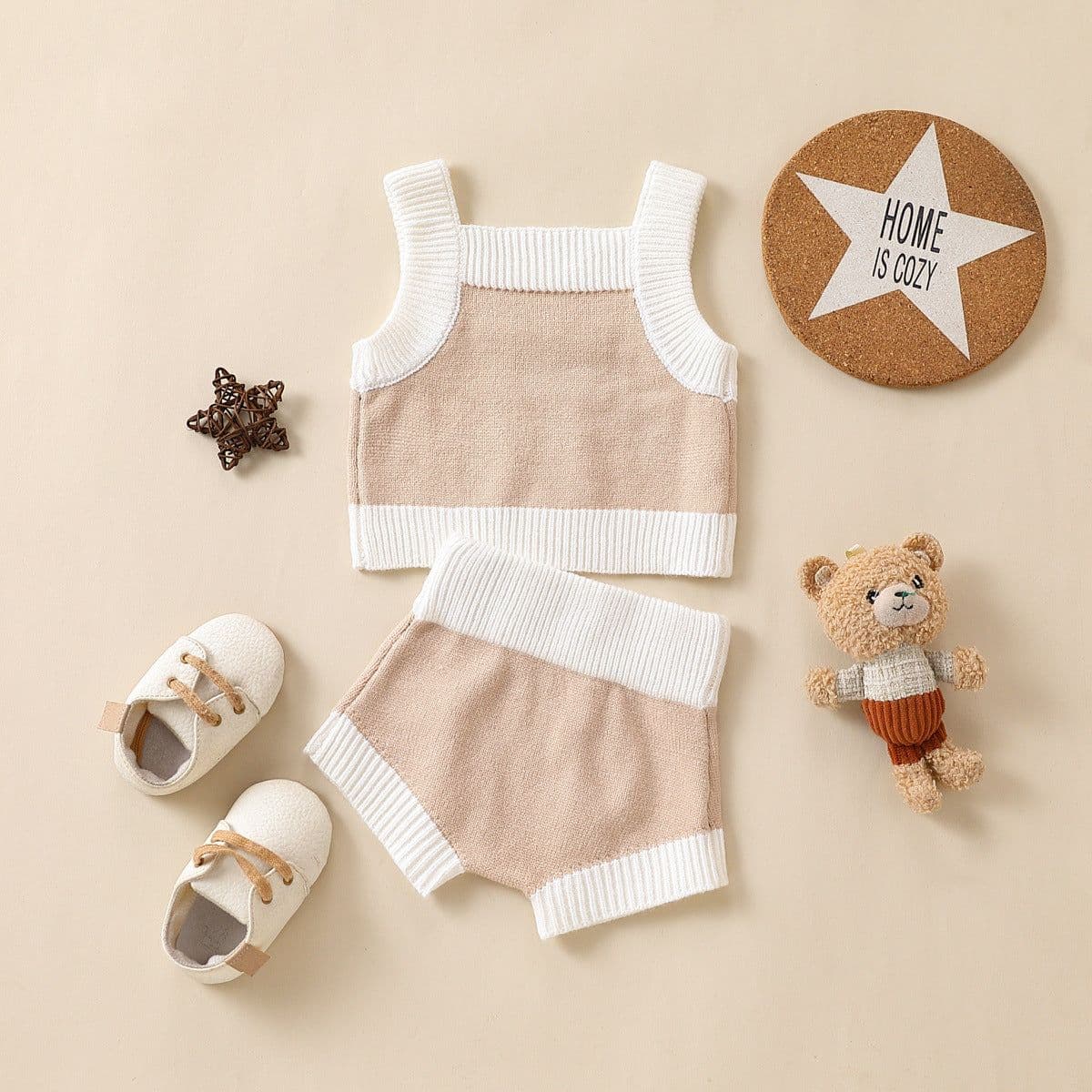 image-Summer Cotton Off-White Newborn Sweater Set - 100% Fabric