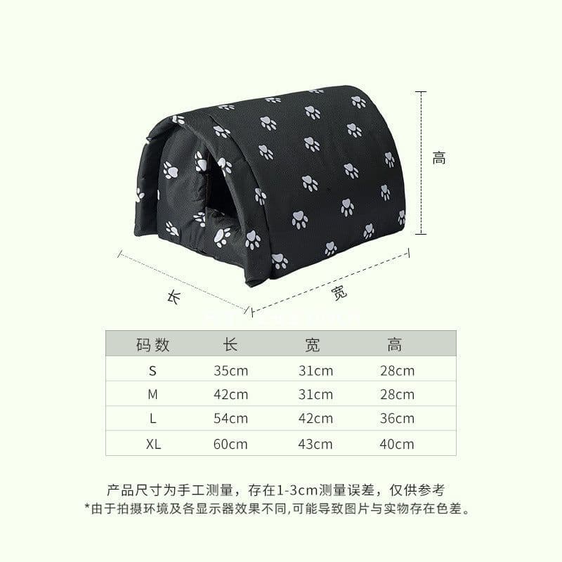 image-Meow Outdoor Rainproof Cat Kennel - Warm Oxford Cloth - Gray Camouflage - S-XL