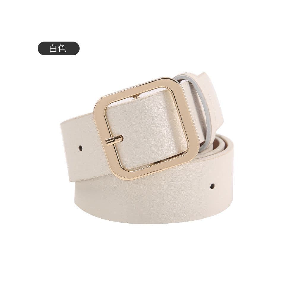 image-Women's Belt Brown Imitation Leather Square Buckle