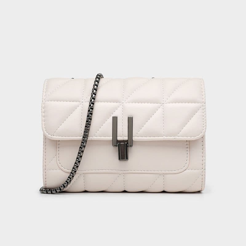 image-Small Square Crossbody Bag Women PU White