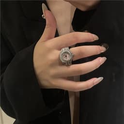 image-European Fashion Punk Watch Ring - Couples Mini Clock, Elastic, Retro (65 characters)