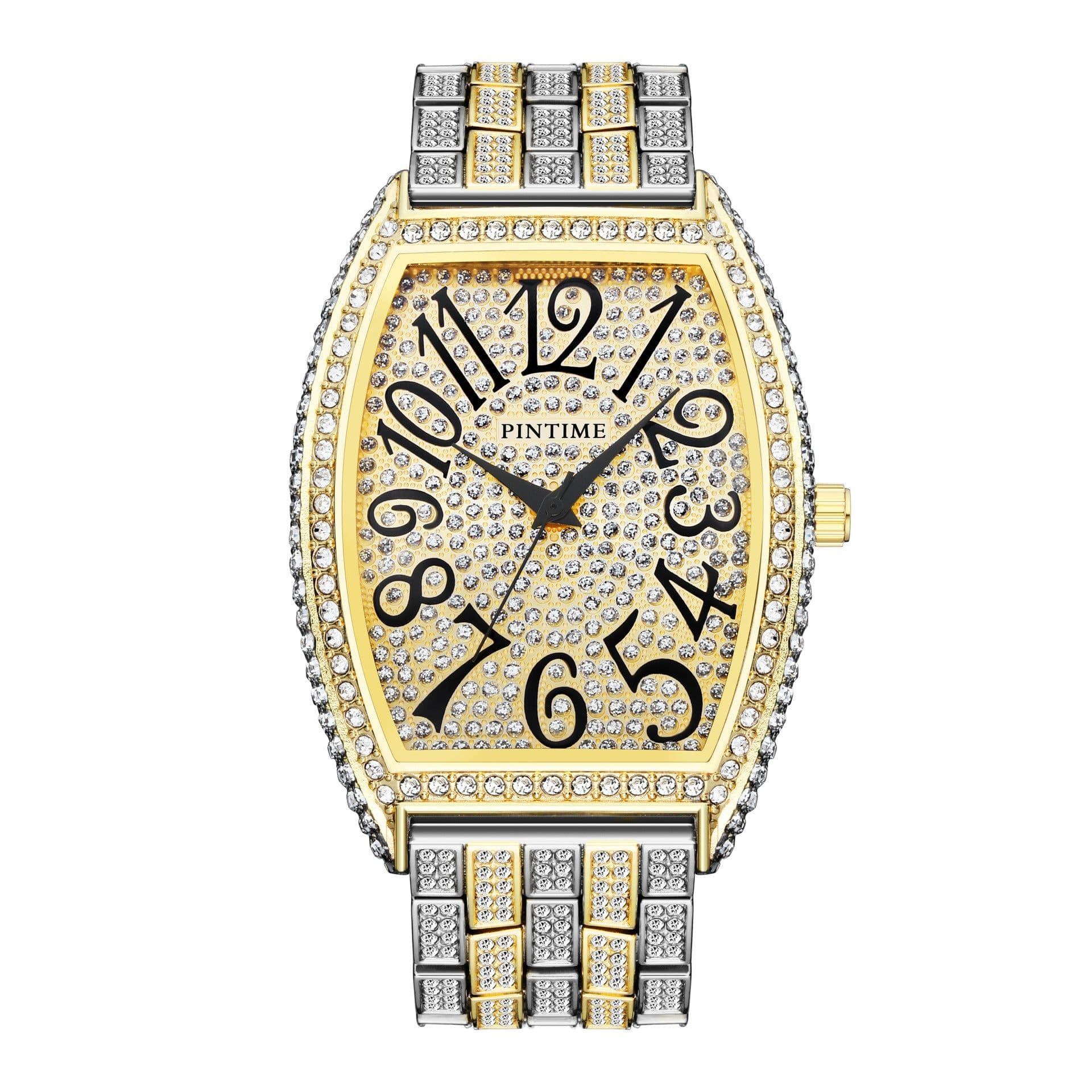 image-Pintime Men's Diamond Watch - Silver 50mm Sports Quartz