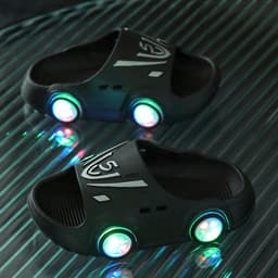 image-Kids' Cartoon Non-Slip Flip Flops - Pink Light Up, Size 36-37