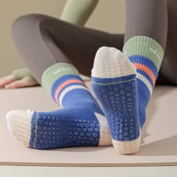 image-Women's Yoga Socks - Purple Cotton Mid-Tube Non-Slip