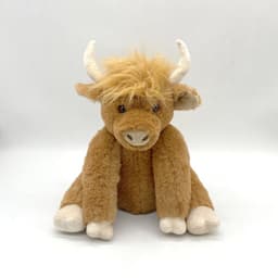 image-Little Huba Highland Cow Plush Doll - Brown 25cm