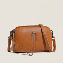 image-Genuine Leather Women's Shoulder Bag - Black Square