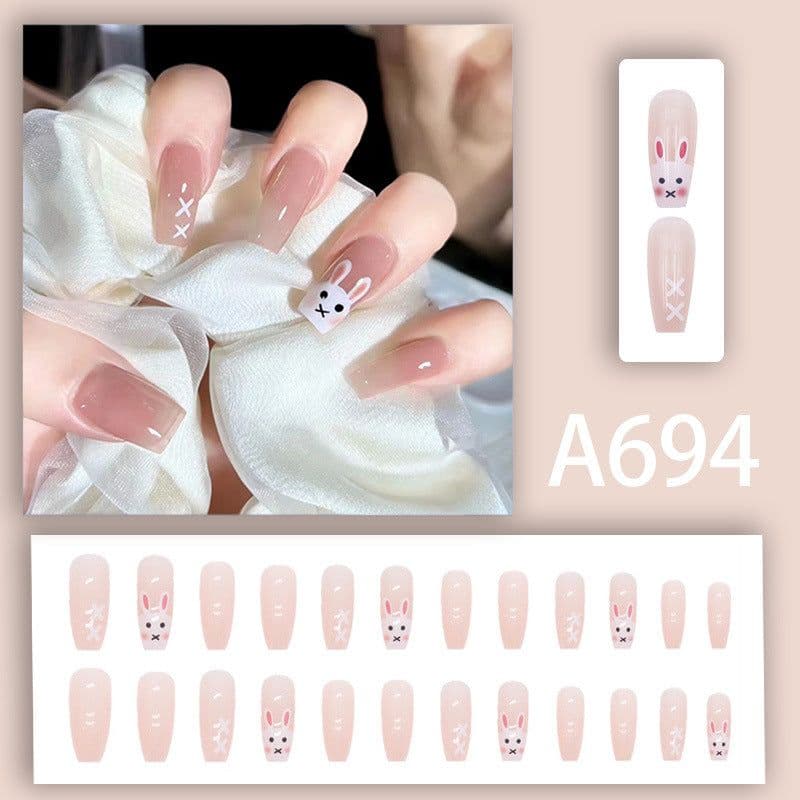 image-Autumn and winter gentle, sweet and pure desire INS style manicure wear nail polish girl whitening printed ice transparent fake nail polish
