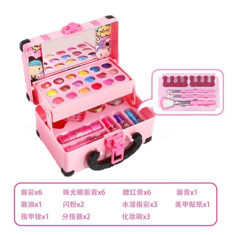 image-Cross-border children's play house princess girl cosmetics lipstick blush makeup box nail polish toys wholesale