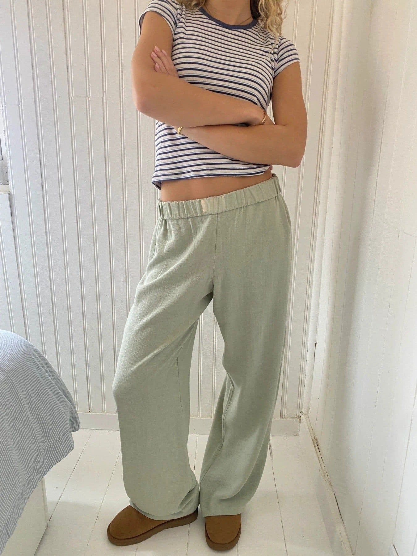 image-Boli Family Women's Striped Casual Pants - Pink High Waist