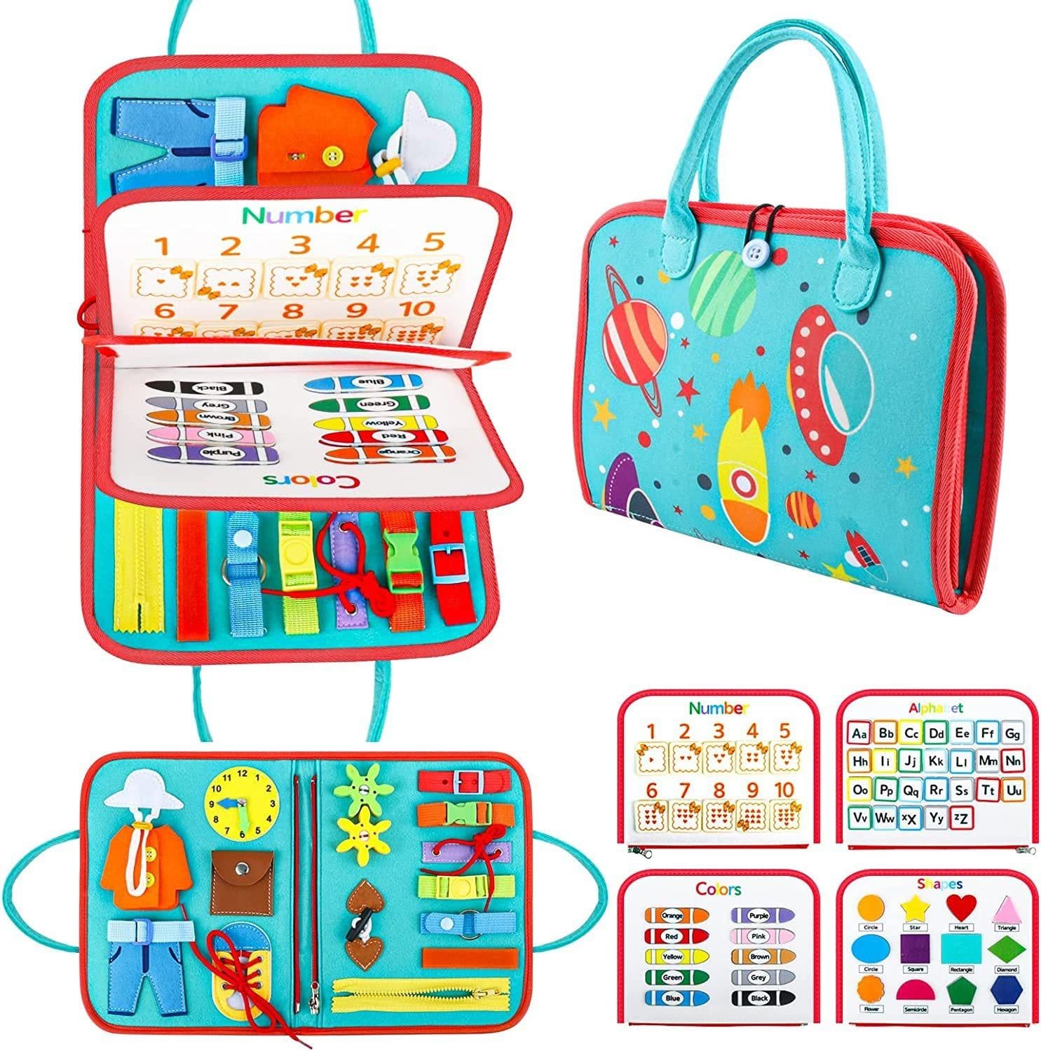 image-Busy Board Felt Dressing Buckle Learning Toy - Kids 4-6