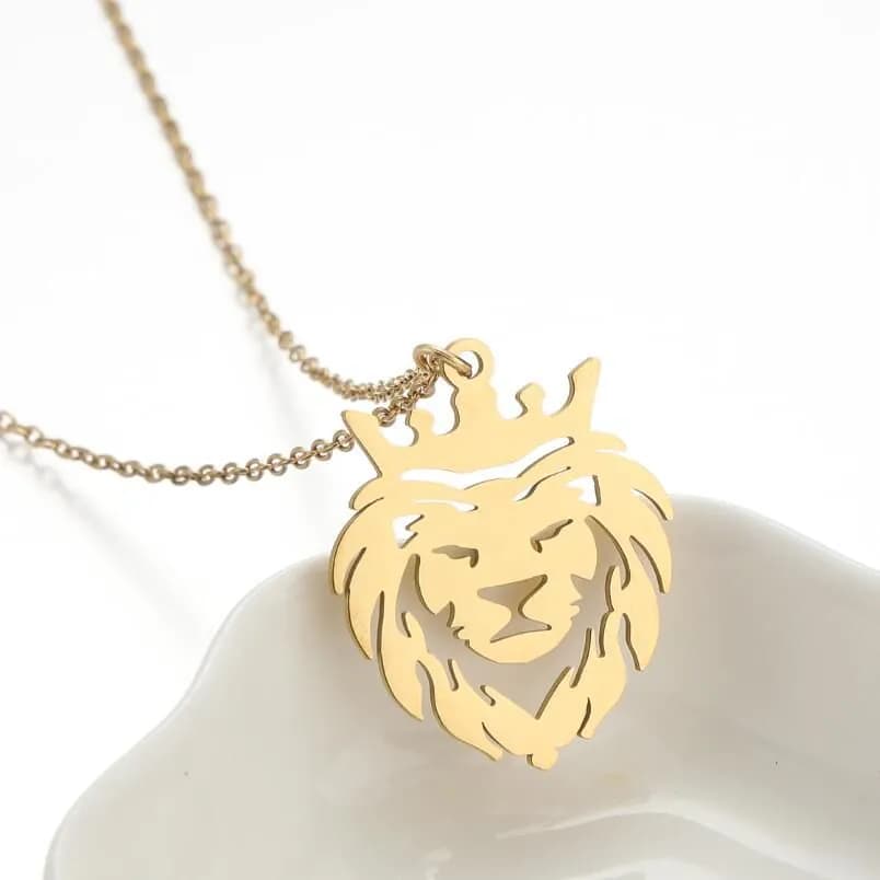 image-Gissen Crown Lion Pendant Necklace - Steel