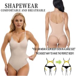 image-Nigar Seamless Shaping Bodysuit - Black Thong