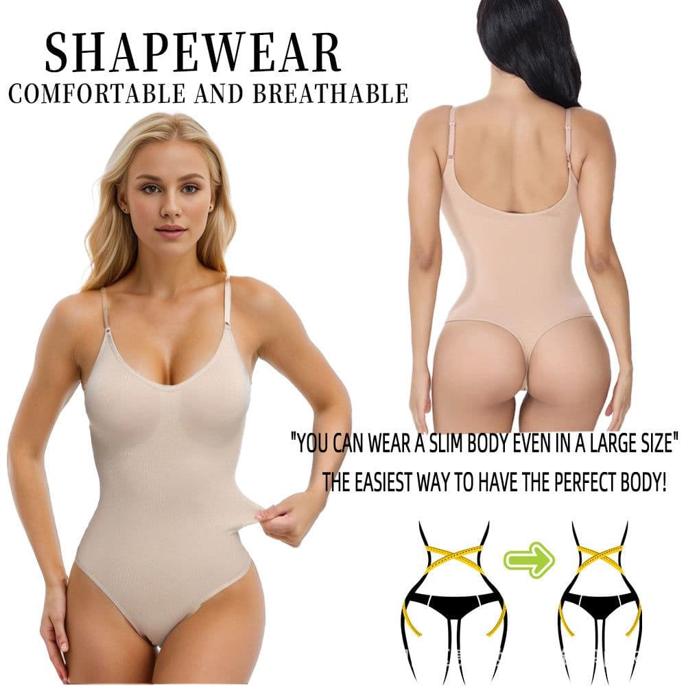 image-Nigar Seamless Shaping Bodysuit - Black Thong