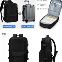 image-USB Rechargeable Travel Backpack 20-35L Off White