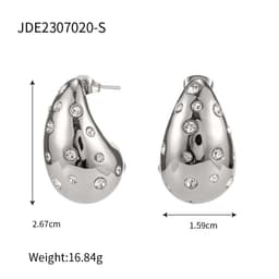image-18K Gold Plated Stainless Steel Zircon Earrings Women