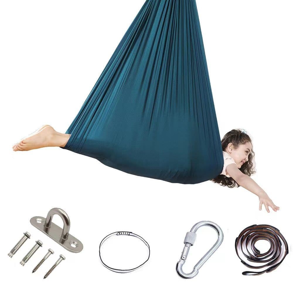 image-Kids Elastic Hammock - Indoor/Outdoor Swing - Sensory Yoga Hammock - Orange 280*150