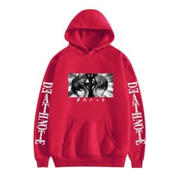 image-Death Note Cartoon Hoodie Large Pocket Velvet Sweatshirt Winter - Khaki A