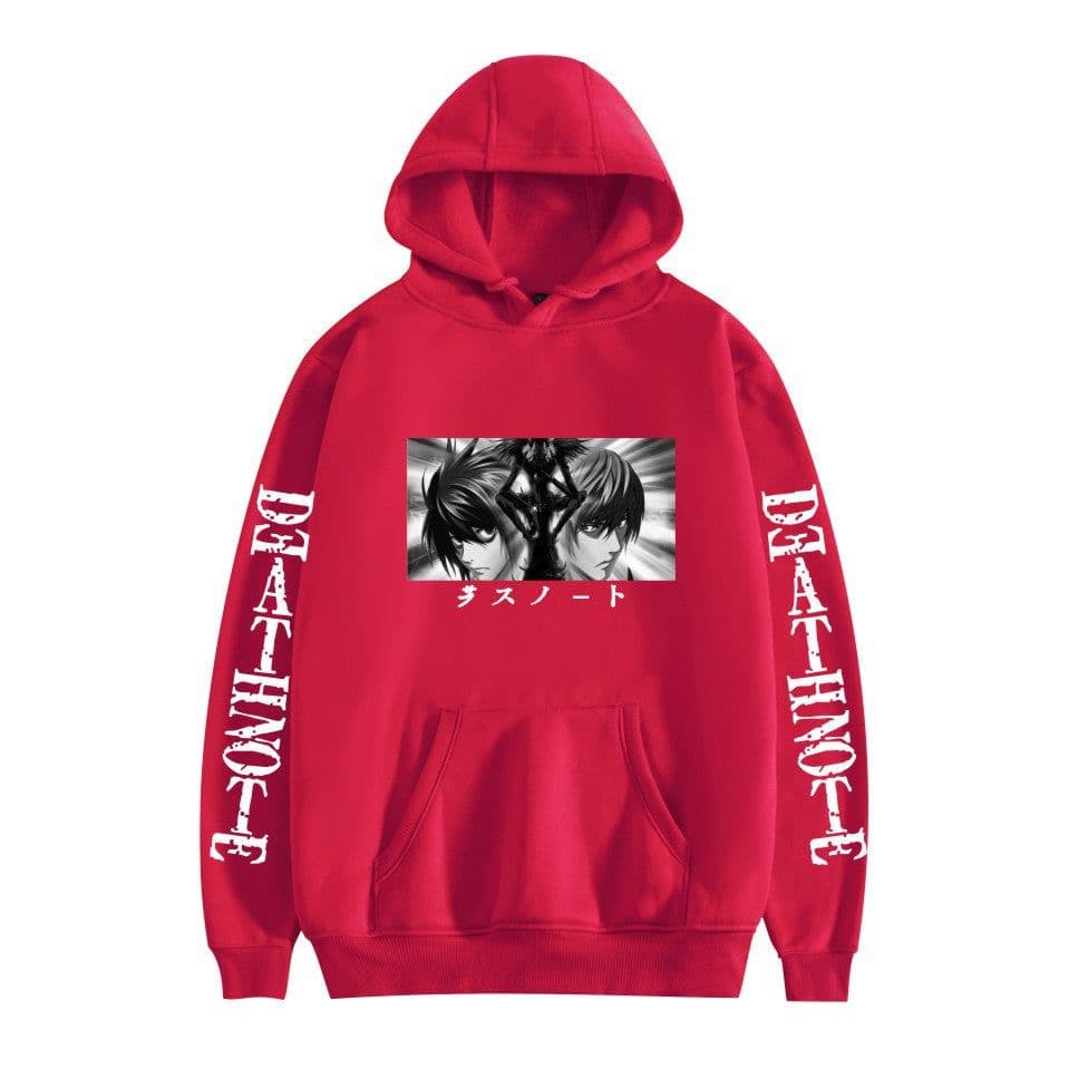 image-Death Note Cartoon Hoodie Large Pocket Velvet Sweatshirt Winter - Khaki A