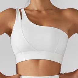 image-Zechuang Sports Bra - Nude One-Shoulder Yoga