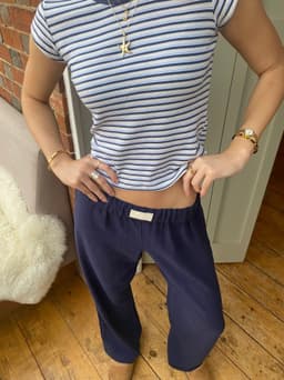 image-Boli Family Women's Striped Casual Pants - Pink High Waist