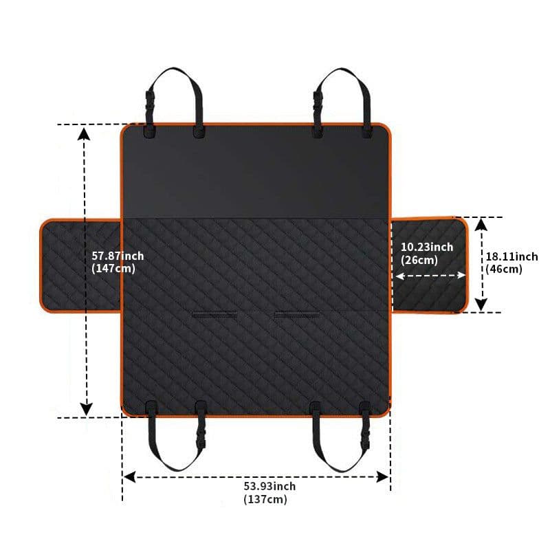 image-New Dog Car Seat Cushion, Anti-Scratch, Anti-Dirty Mat, Orange/Black Cloth, 137x147
